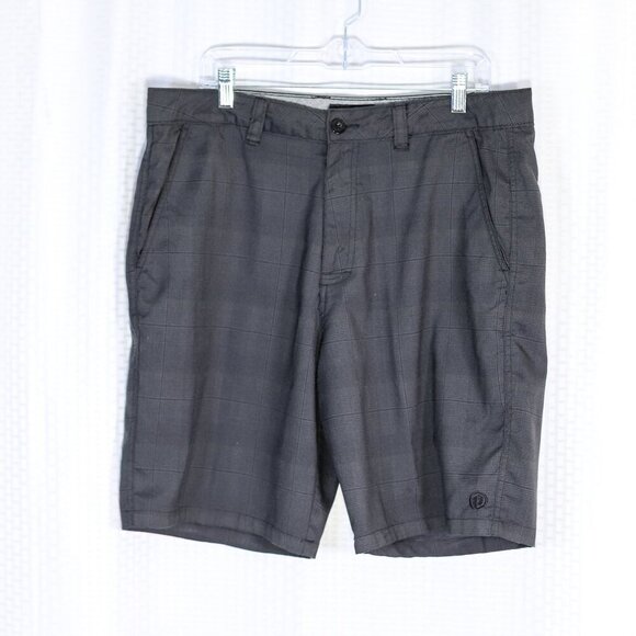 Hang Ten size 36 black plaid/grey logo casual shorts mens - Picture 1 of 10